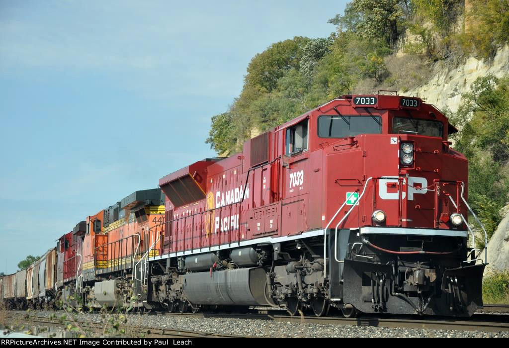 Tied down grain train